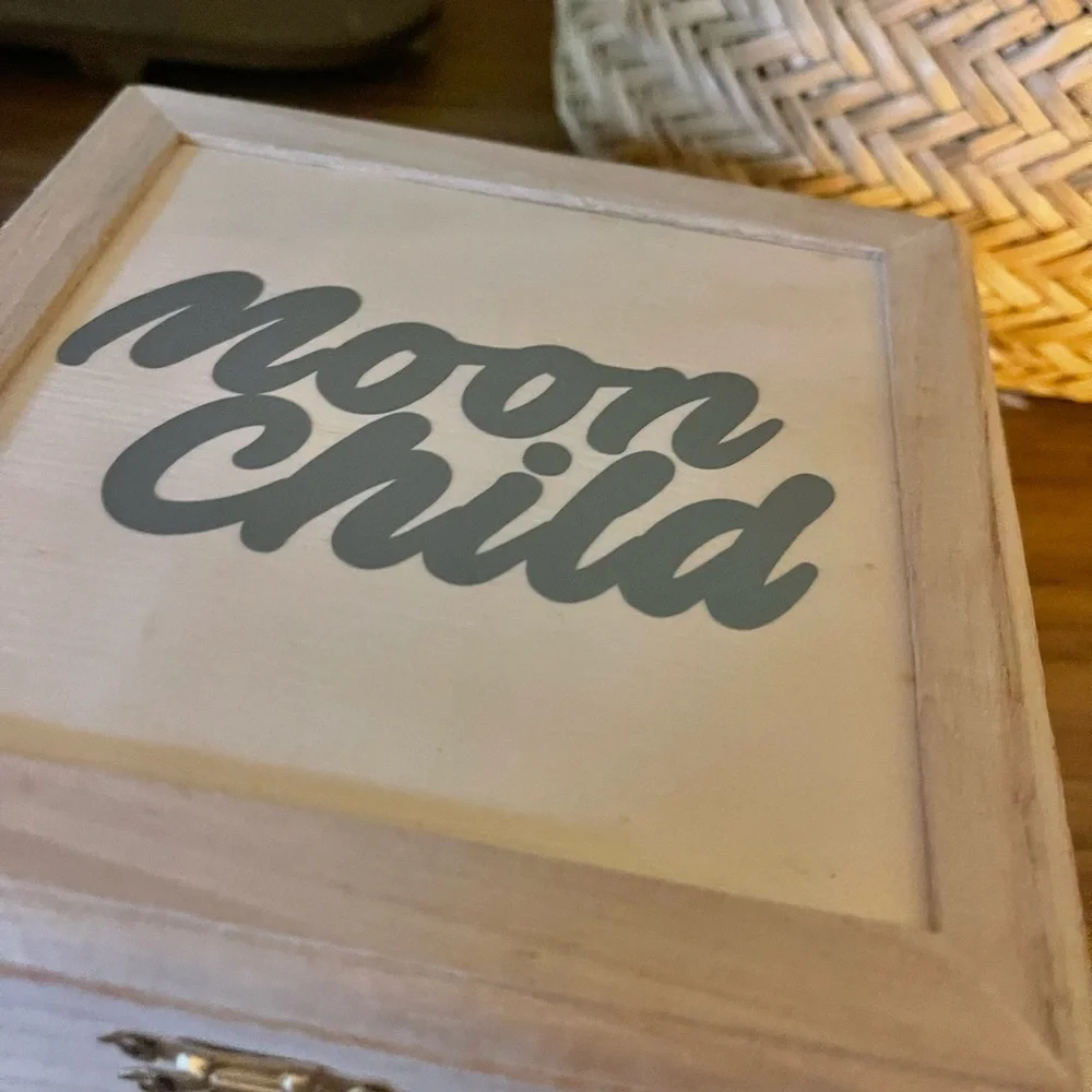 New custom made moon child 6” wood trinket box wooden